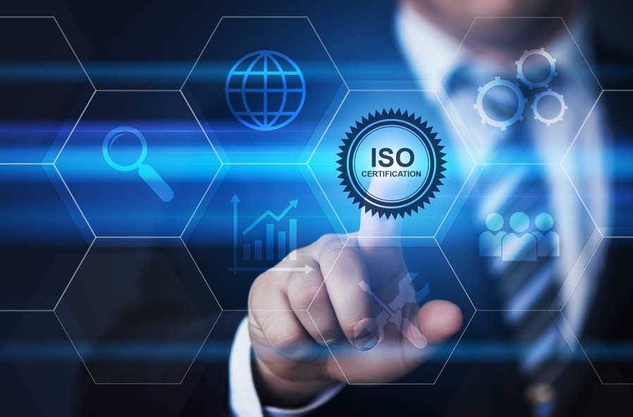 Quality-management concept illustration with ISO certification lettering